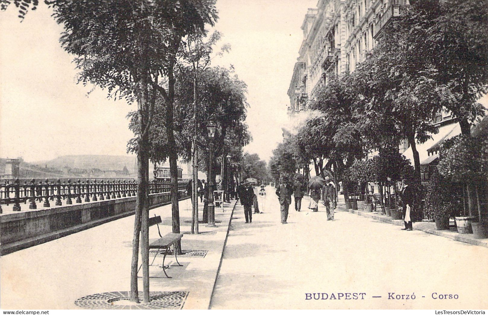 HONGRIE - BUDAPEST - Korzo - Corso - Carte Postale Ancienne - Hungary