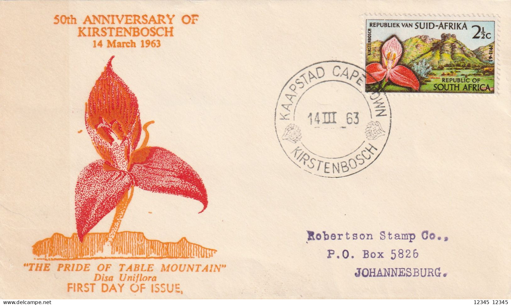 Zuid Afrika 1963, FDC Send To Johannesburg, 50th Anniversary Of Kirstenbosch Botanic Garden - FDC