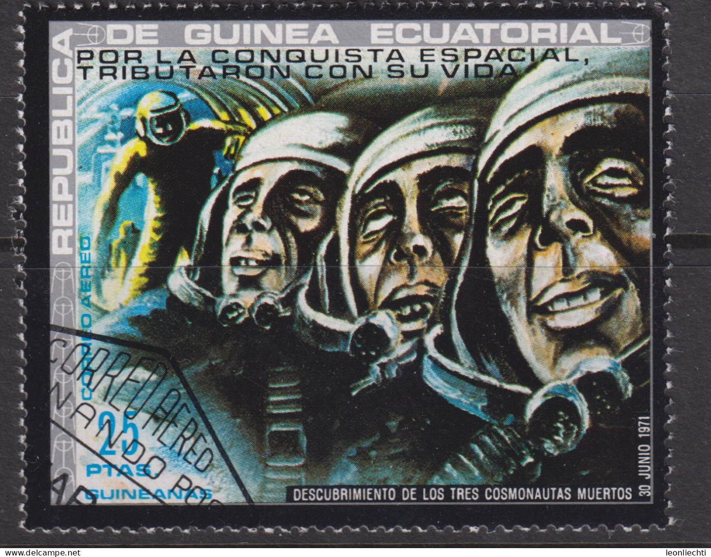 1972 Äquatorial-Guinea, Raumfahrt, Mi:GQ 196°, Yt:GQ PA11B°,  By The Conquest Of Space, The Dead Cosmonauts - Guinée Equatoriale