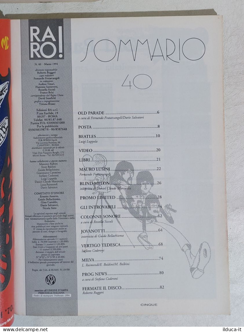 I107958 Rivista 1994 - RARO! N. 40 - The Beatles / Jovanotti / Vertigo / Milva - Musica