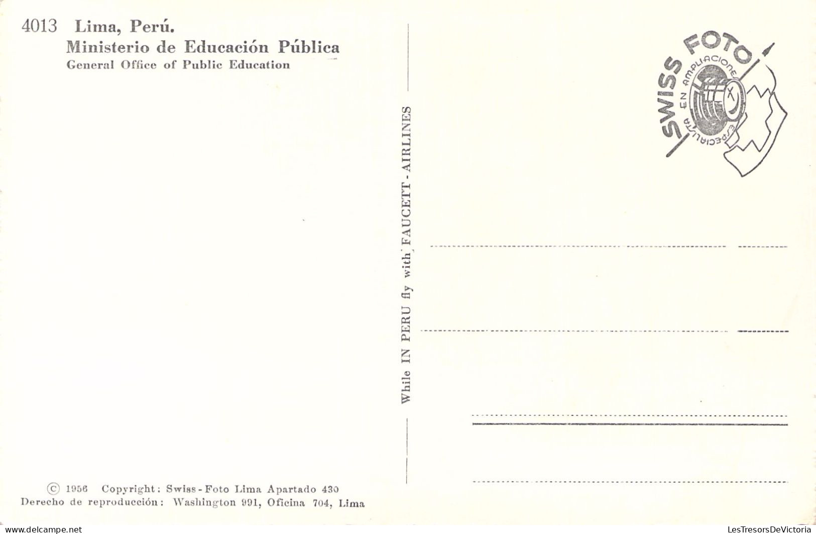 PERU - LIMA - Ministerio De Educacion Publica - Carte Postale Ancienne - Pérou