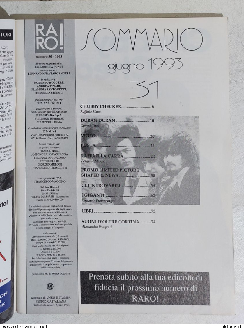 I113294 Rivista 1993 - RARO! N. 31 - Duran Duran / I Giganti / Raffaella Carrà - Music