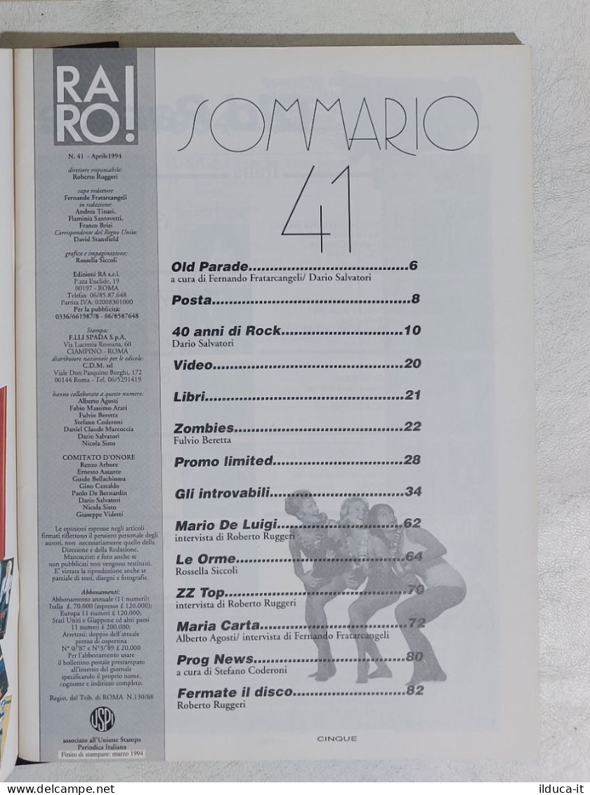 I113303 Rivista 1994 - RARO! N. 41 - 40 Anni Di Rock + Supplemento Nomadi - Musica