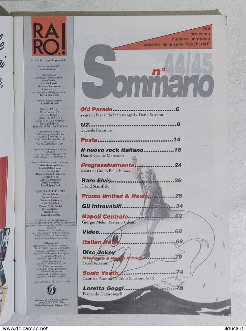 I113306 Rivista 1994 - RARO! N. 44/45 - U2 / Napoli Centrale / Loretta Goggi - Musica