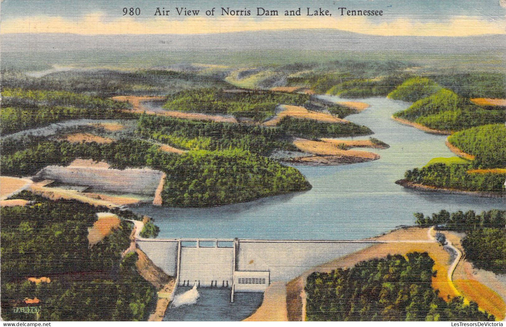 TENESSEE - Air View Of Norris Dam And Lake  - Carte Postale Ancienne - Andere & Zonder Classificatie