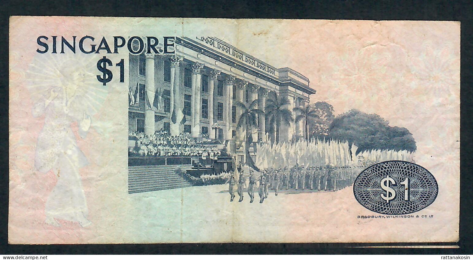 SINGAPORE P9a 1DOLLAR ND (1976)  #F/11 VF   NO P.h. - Singapore