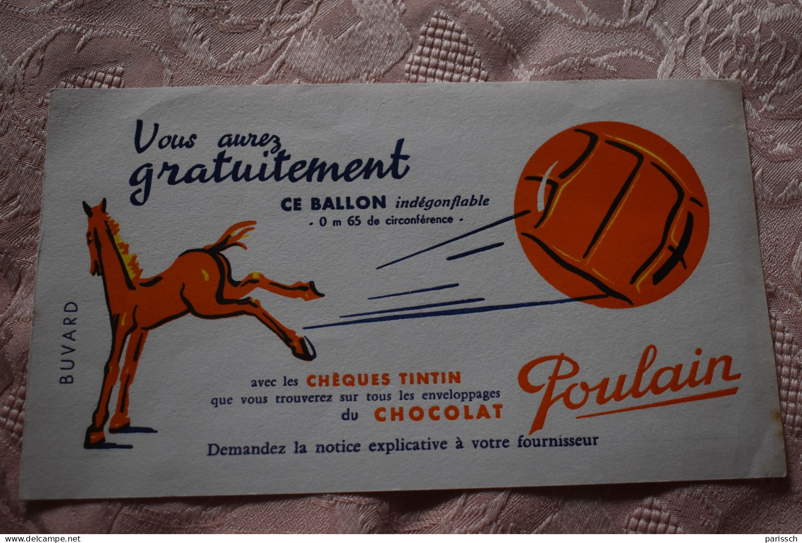Buvard Chocolat Poulain - Ballon - - Animales
