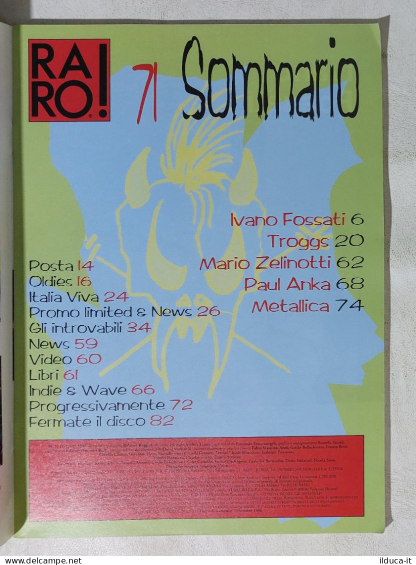 I113377 Rivista 1996 - RARO! N. 71 - Metallica / Fossati / Paul Anka / Troggs - Musica