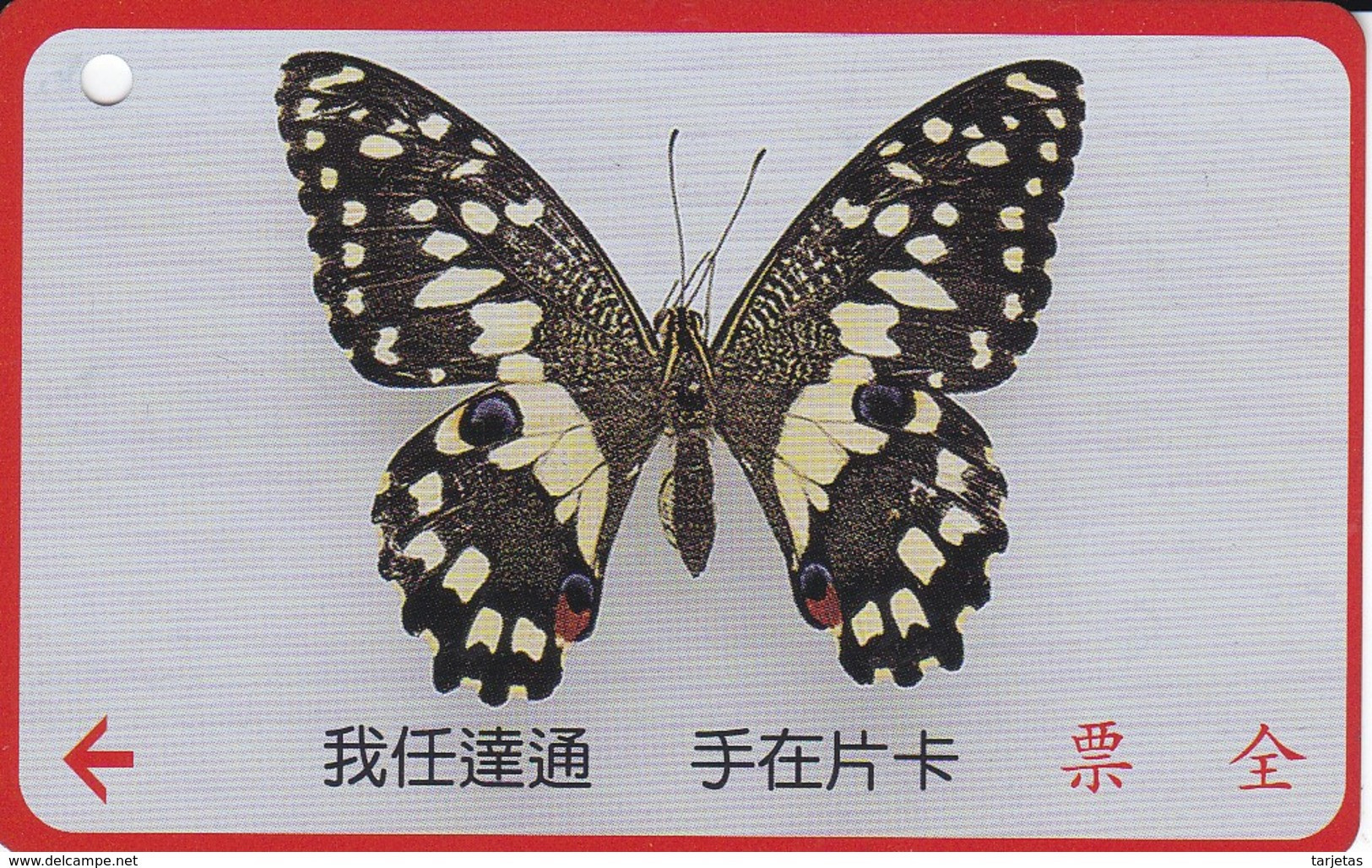 TARJETA DE TAIWAN DE UNA MARIPOSA  (BUTTERFLY) (TICKET TRANSPORTE) - Papillons