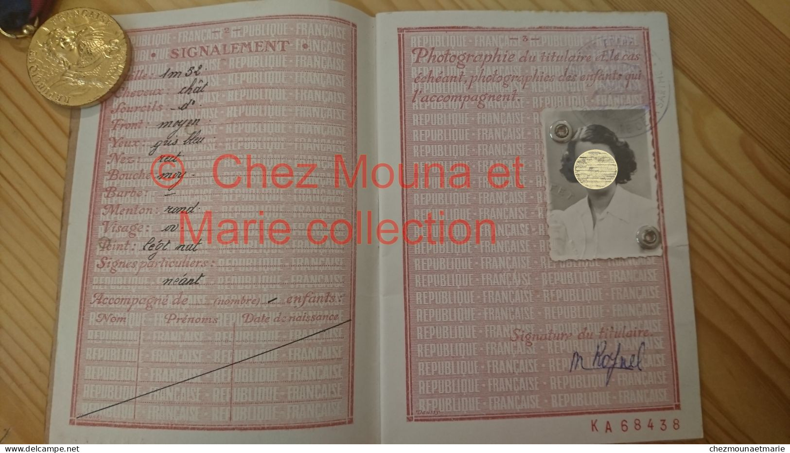 1952 PASSEPORT THUREAU MARCELLE EP ROYNEL NEE EN 1919 A ST JEAN D ASSE SARTHE METIER POINTEAU - Documenti Storici