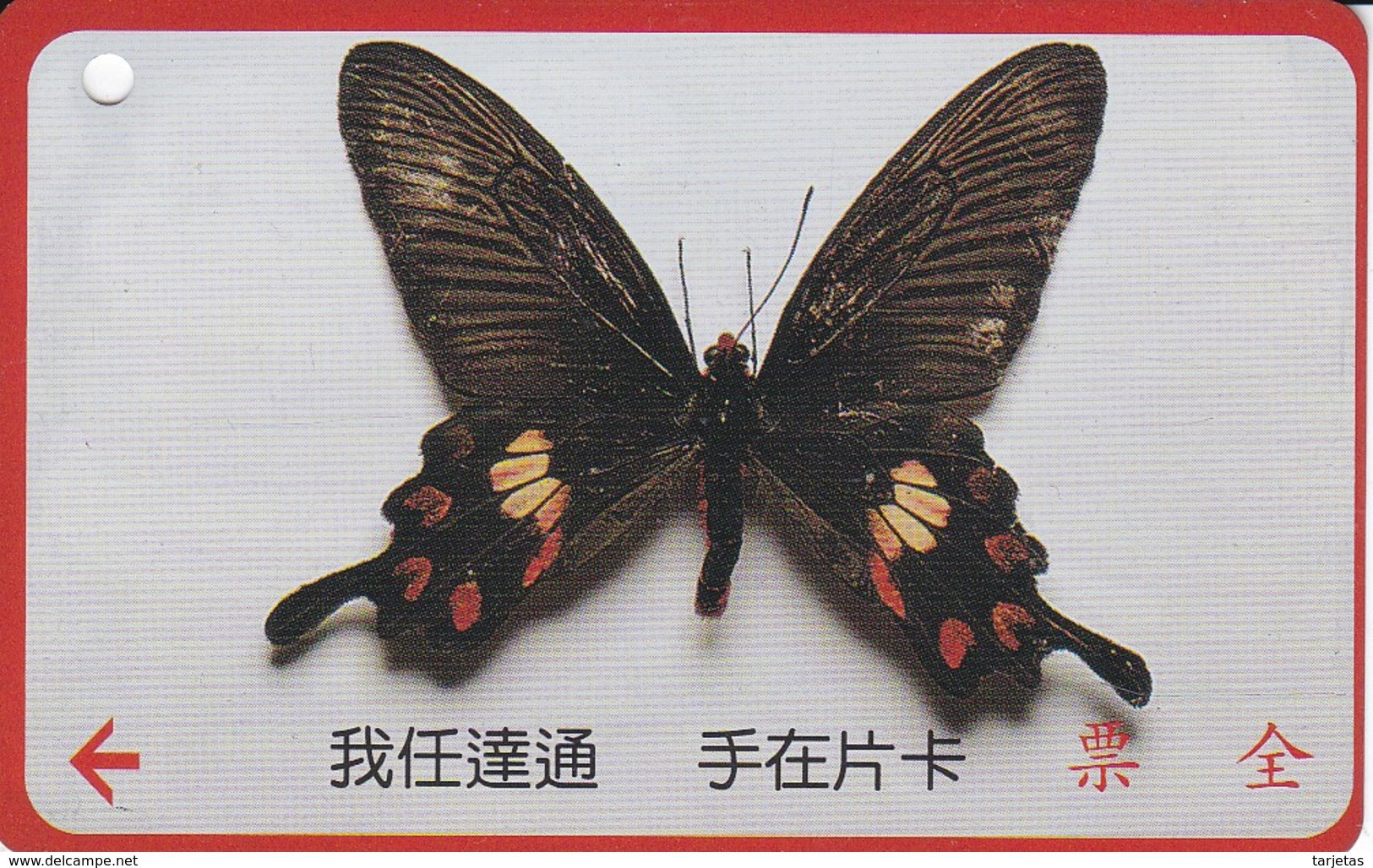 TARJETA DE TAIWAN DE UNA MARIPOSA  (BUTTERFLY) (TICKET TRANSPORTE) - Vlinders