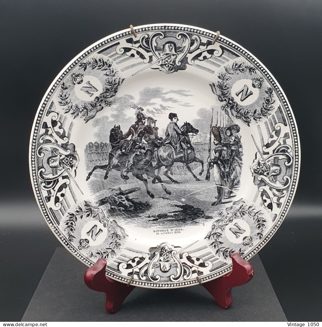 ️Assiette Parlante Ancienne NAPOLEON 20 Cm Bataille D'Iena  14 Octobre 1806 BOCH Frères Faïence #210111 - Boch (BEL)