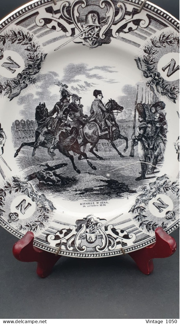 ️Assiette Parlante Ancienne NAPOLEON 20 Cm Bataille D'Iena  14 Octobre 1806 BOCH Frères Faïence #210111 - Boch (BEL)