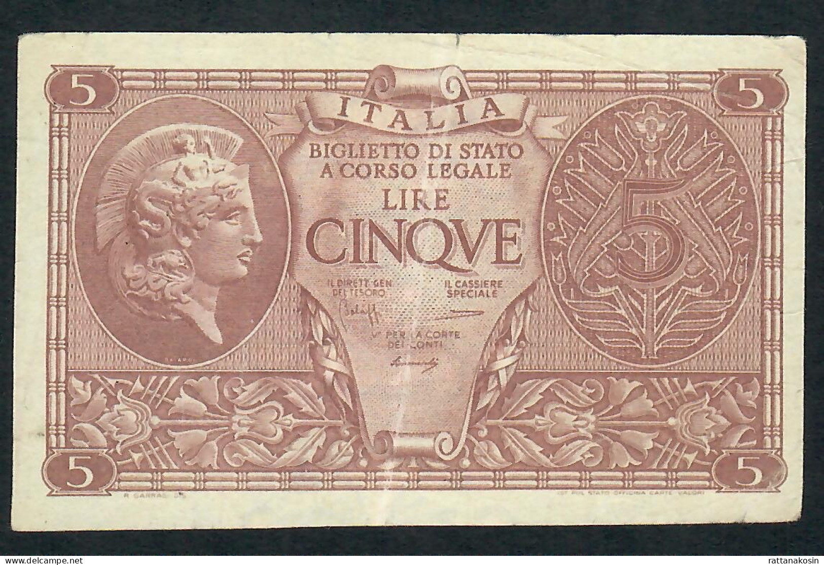 ITALY P31c 5 LIRE 23.11.1944 FINE - Autres & Non Classés