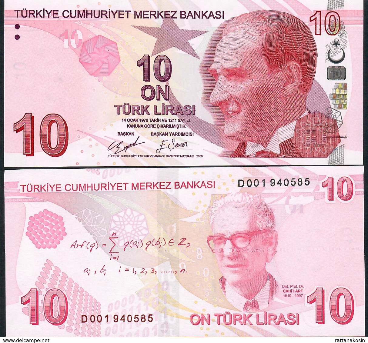 TURKEY P223d 10 LIRA TYPE 2009 Issued 2020  #D001 UNC. - Türkei