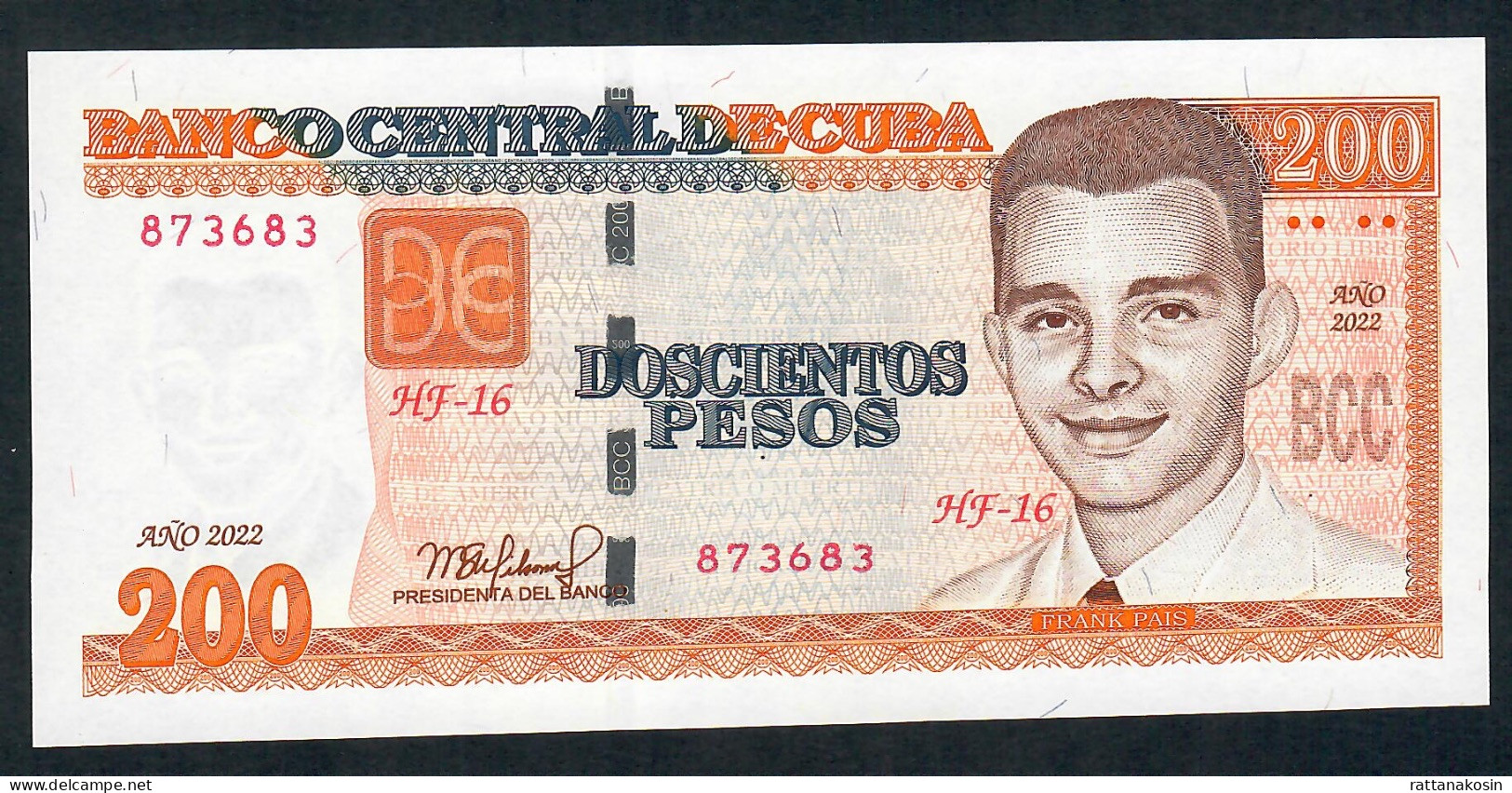 CUBA P130 200 PESOS 2022  UNC. - Cuba