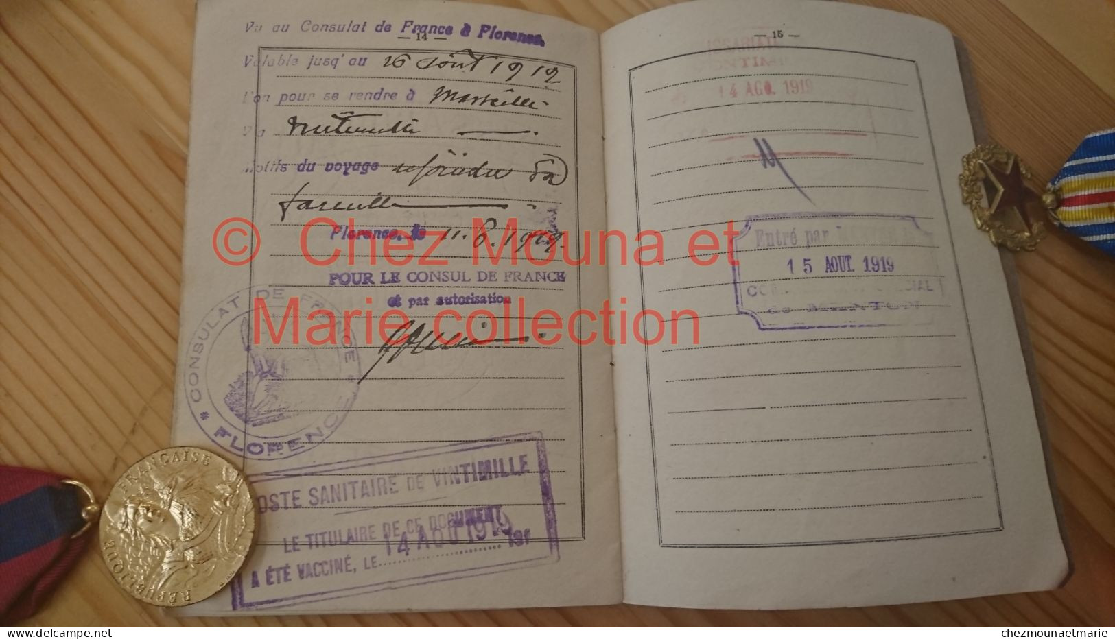 1915 PASSAPORTO FRANCI EUGENIA NEE A REGGELLO EN 1892 PASSEPORT