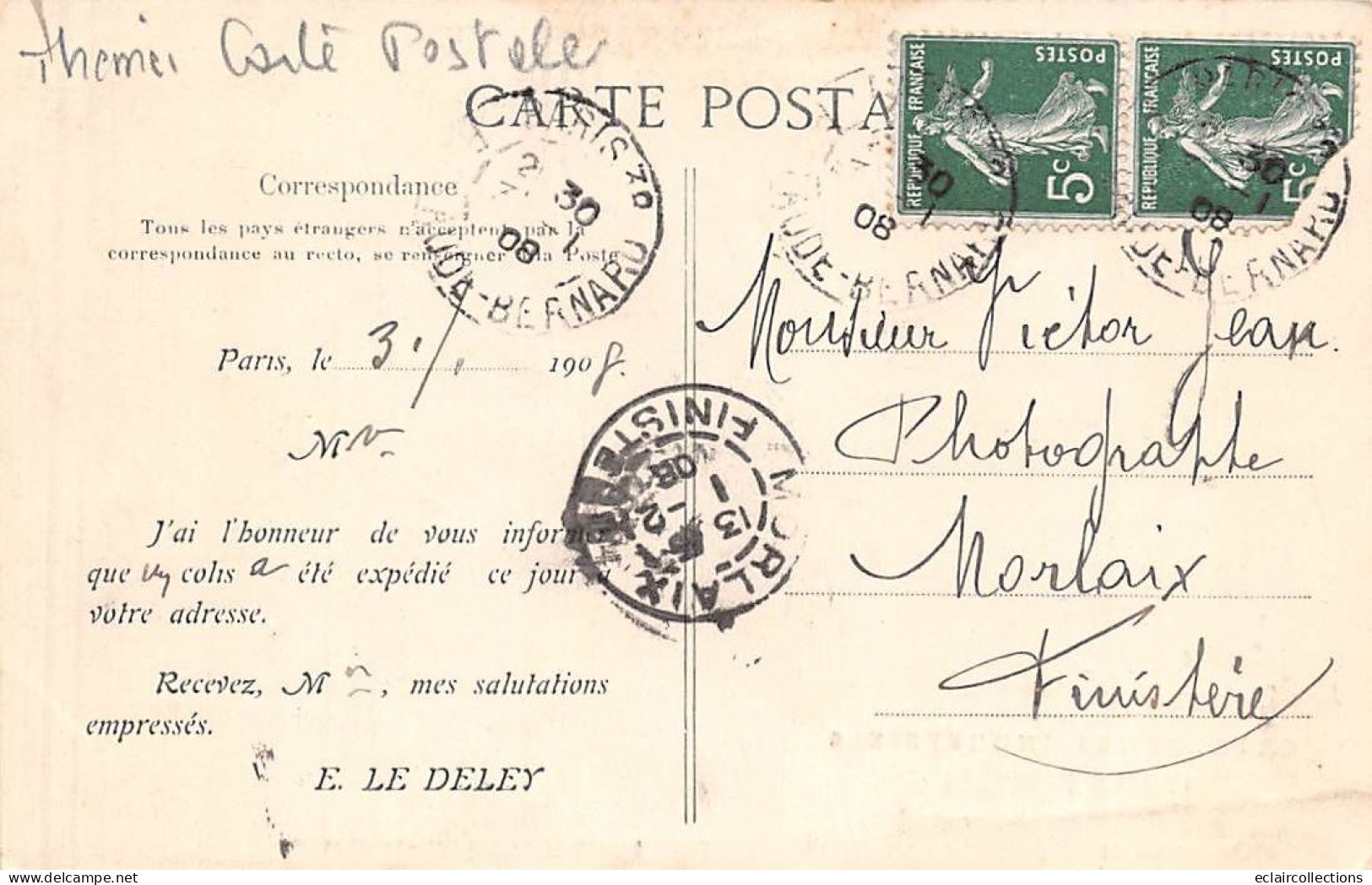 Thème Carte Postale :  Imprimerie  Héliotypie  Le Deley Service Auto Photographique    Rare    (voir Scan) - Andere & Zonder Classificatie