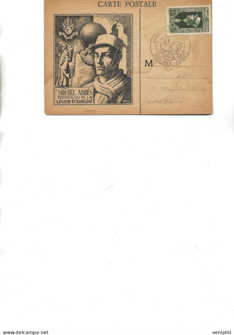 ALGERIE -CARTE LEGION ETRANGERE AFFRANCHIE N° 283 OBLITEREE CAD ILLUSTRE JOURNEE DU TIMBRE SIDI-BEL-ABBES - Covers & Documents