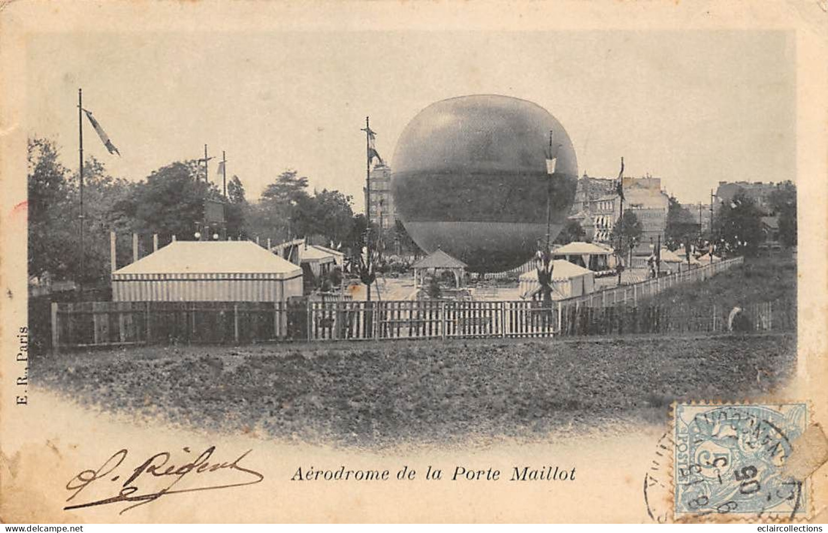 Thème   Aérostation.   Aérodrome De La Porte Maillot  Ballon   -  2  -      (voir Scan) - Luchtballon