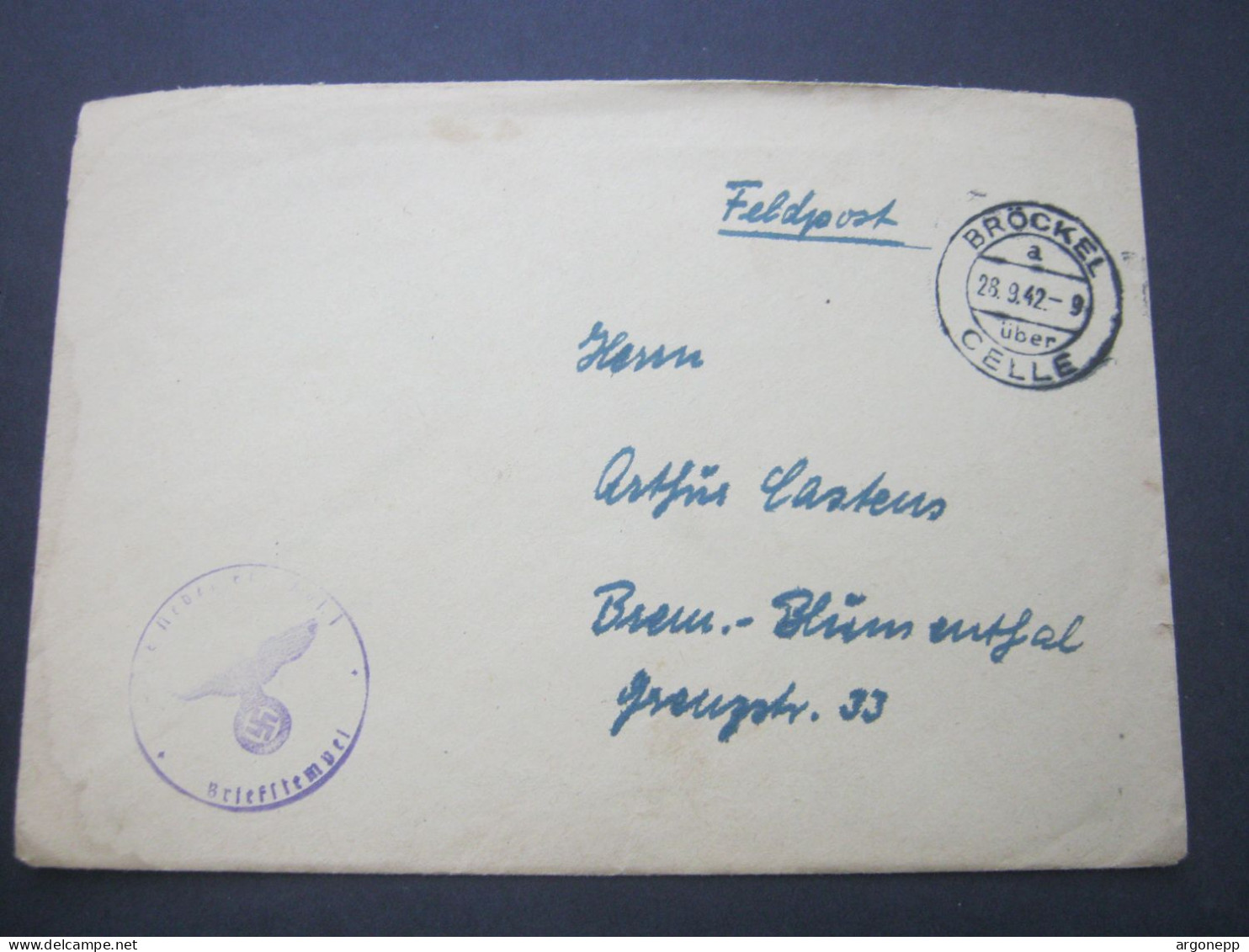 1942 , BRÖCKEL über Celle , Klarer Stempel Auf Feldpostbrief Mit Truppenstempel + Inhalt - Storia Postale