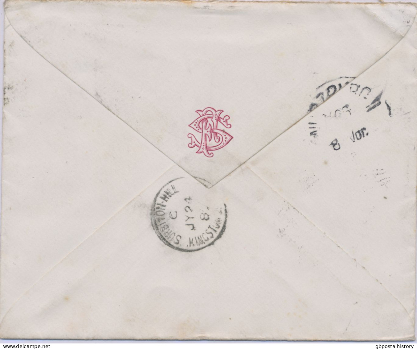 GB 1880 QV ½d Rose Rare Pl.20 (CX) Together With 1d Venetian-red (2 X, CB, DB) W. Barred Duplex-cancel "SURBITON / F36" - Covers & Documents