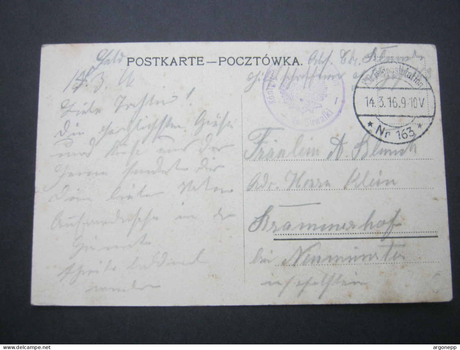 1916 , SUWALKI , Feldpostkarte Mit  Amtssiegel - Storia Postale