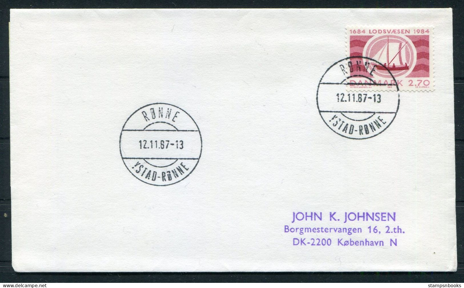 1987 Denmark Bornholm Ronne Ystad-Ronne Ship Cover Slania - Storia Postale