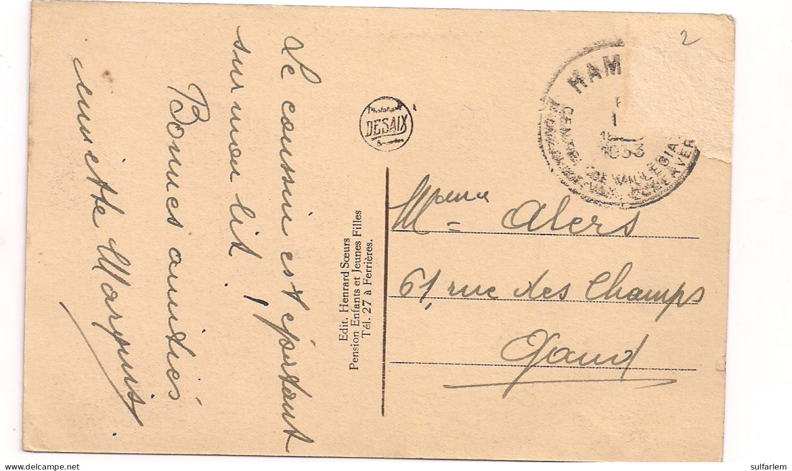 Carte Postale. VILLE_LEZ HAMOIR. La Lembrée. Le Pont.1933 - Hamoir