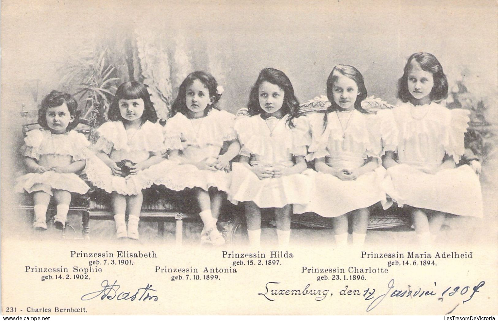 FAMILLES ROYALES - Prinzessin Sophie - Elisabeth - Antonia - Hilda - Charlotte - Maria Adelheid - Carte Postale Ancienne - Royal Families