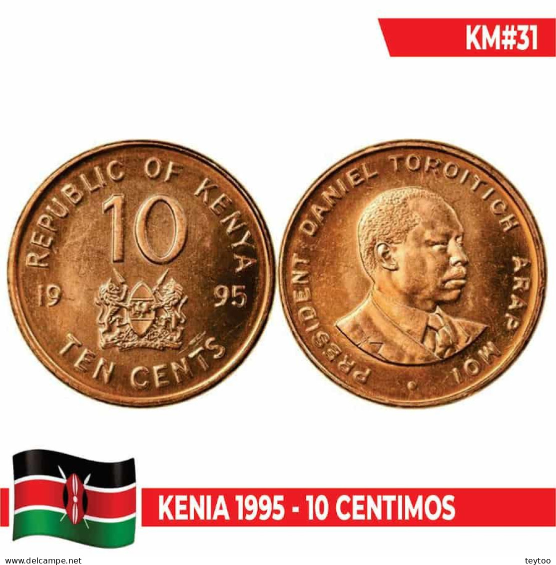 C1993.1# Kenia 1995. 10 Cts. Daniel T Arap Moi (SC) KM#31 - Kenya