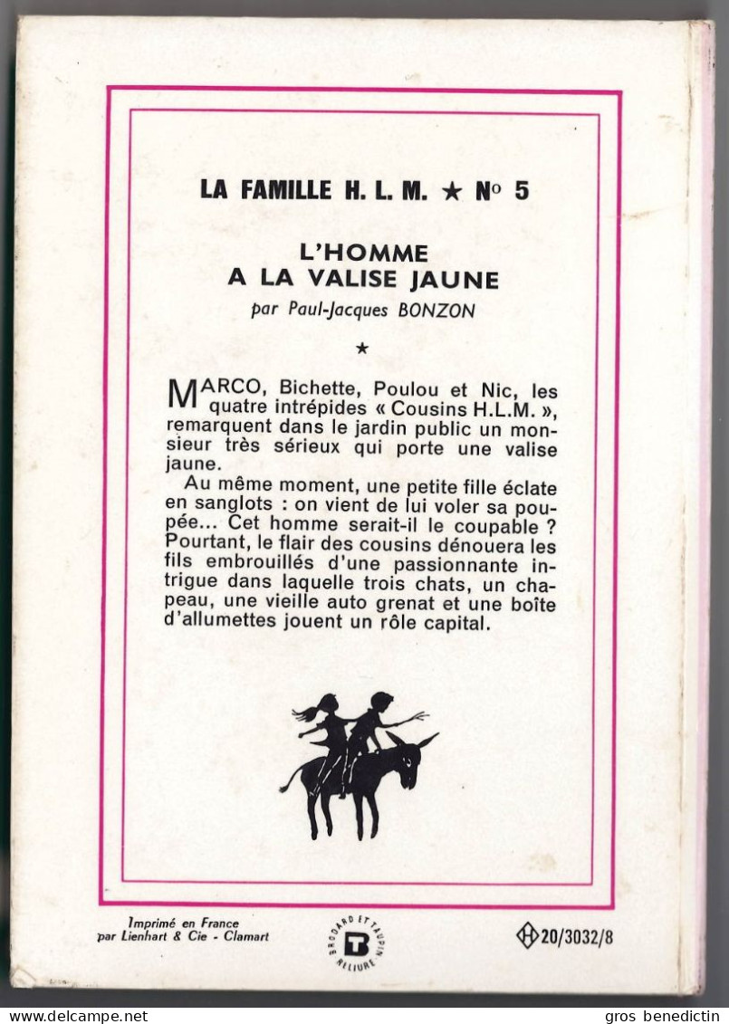 Hachette - Nouv. Bib. Rose - P-J Bonzon - Série "La Famille HLM" - "L'homme à La Valise Jaune " - 1967 - #Ben&Brose&HLM - Bibliotheque Rose