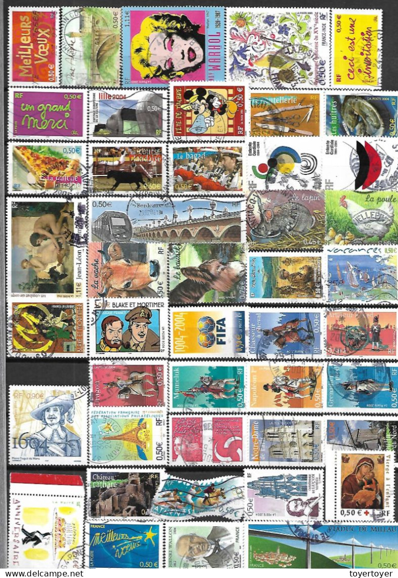 34 France collection de 490 timbres oblitérés en €uro