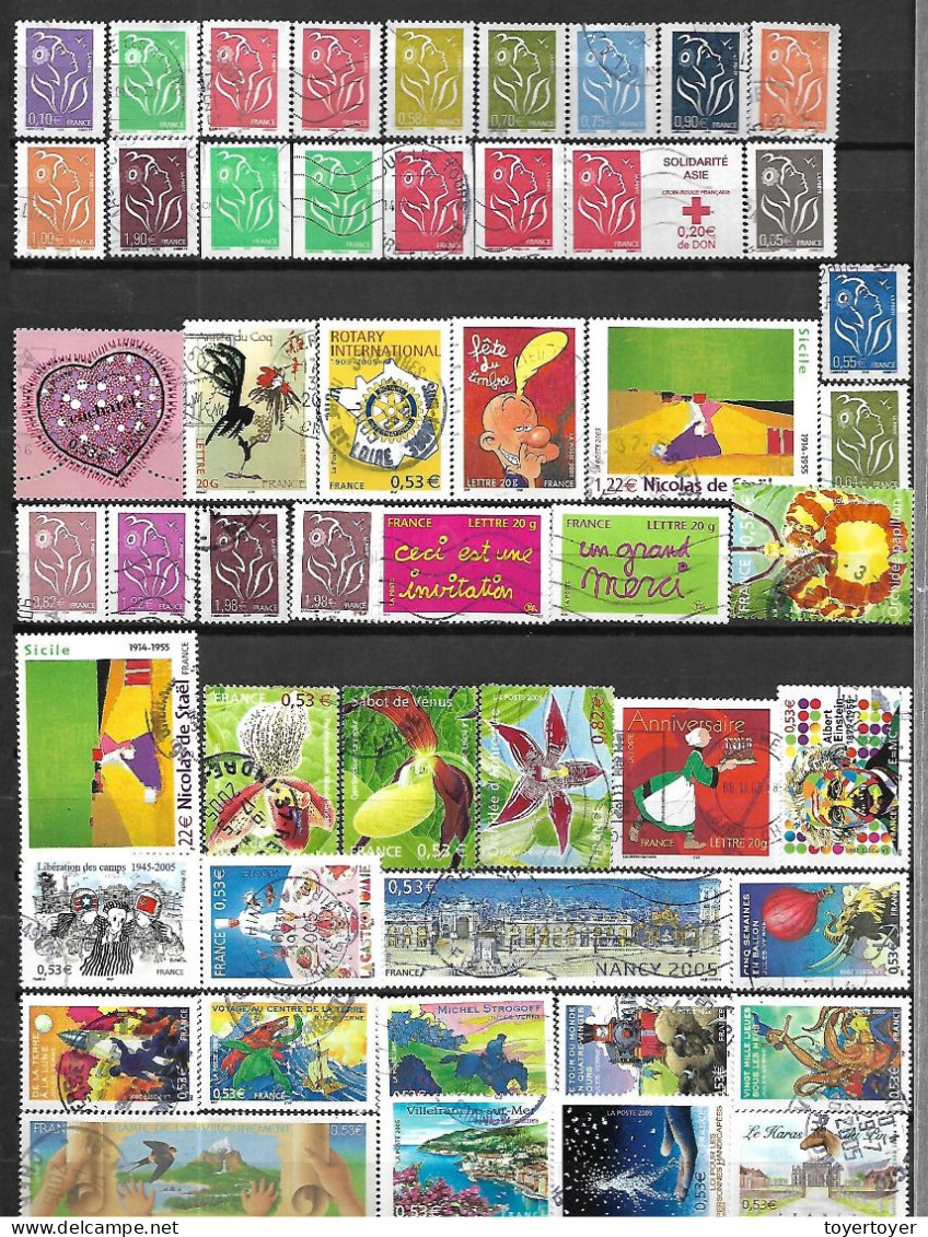 34 France collection de 490 timbres oblitérés en €uro