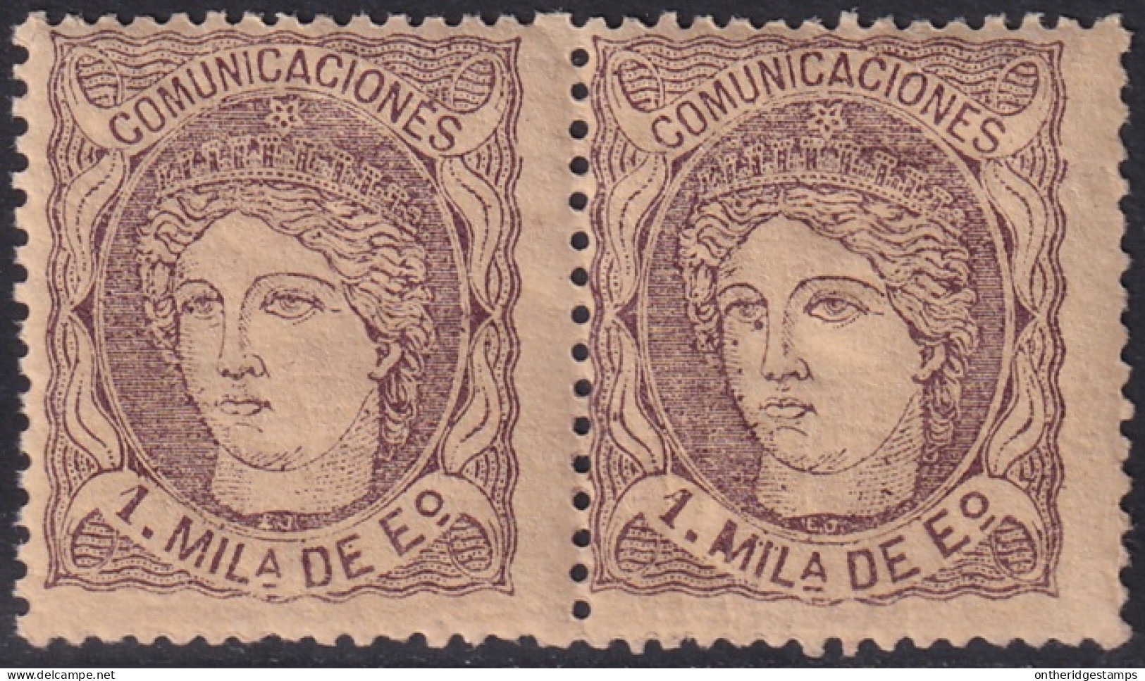 Spain 1870 Sc 159 Espana Ed 102a Pair MLH* Disturbed Gum - Ungebraucht