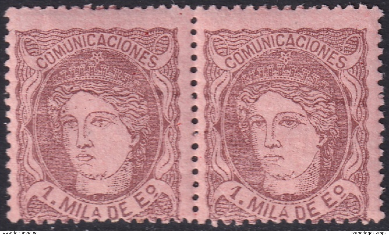 Spain 1870 Sc 159b Espana Ed 102 Pair MNH** Light Creases - Nuovi