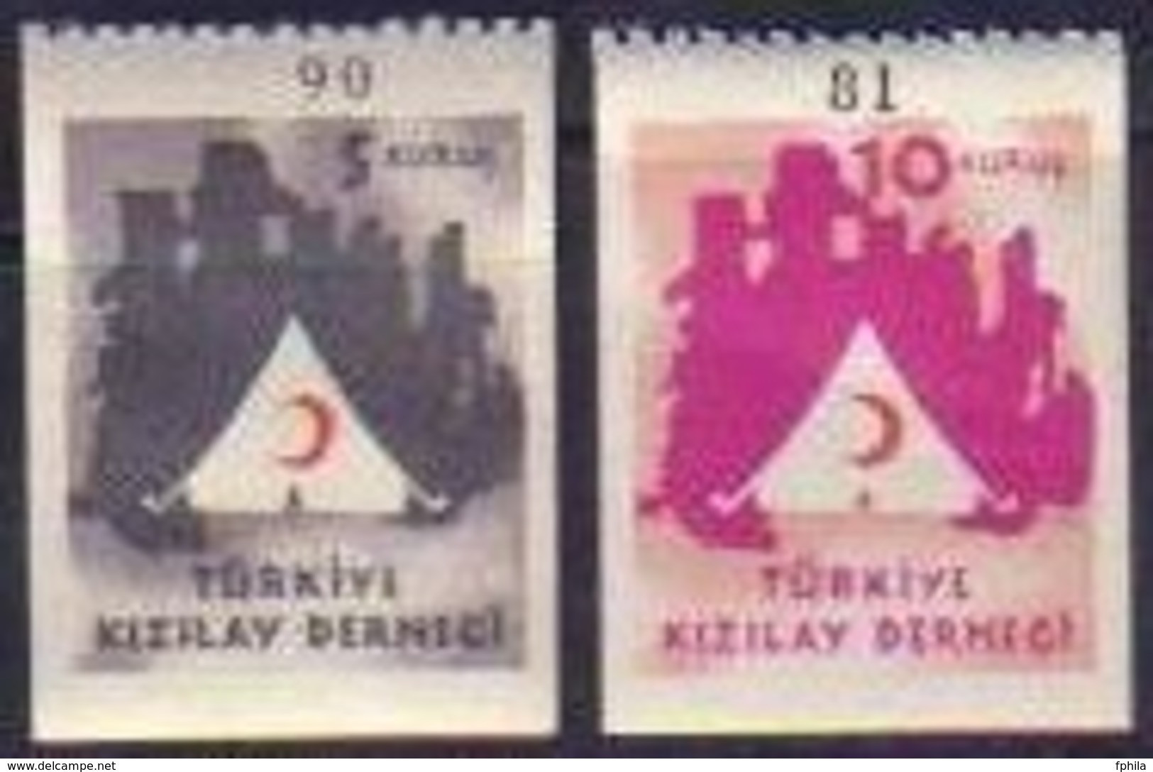 1949 TURKEY 5K And 10K. RED CRESCENT FISCAL STAMPS MNH ** - Wohlfahrtsmarken