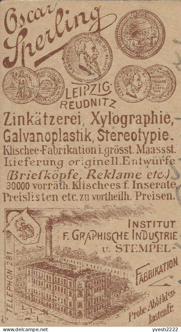 Bavière 1895. 2 Cartes Postales TSC. Oscar Sperling, Leipzig Reudnitz. Industrie Graphique Et Fabrication De Cachets - 1894 – Anversa (Bélgica)
