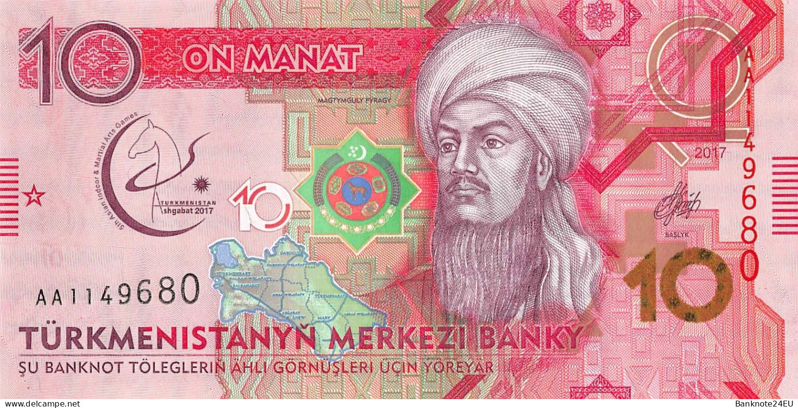 Turkmenistan 1-5-10-20-50-100 Manat 2017 Unc Pn 36a-41a