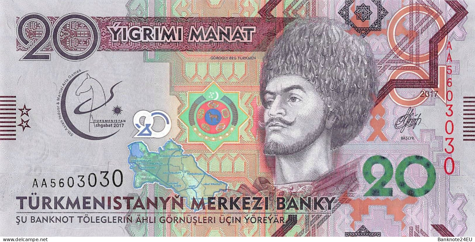 Turkmenistan 1-5-10-20-50-100 Manat 2017 Unc Pn 36a-41a