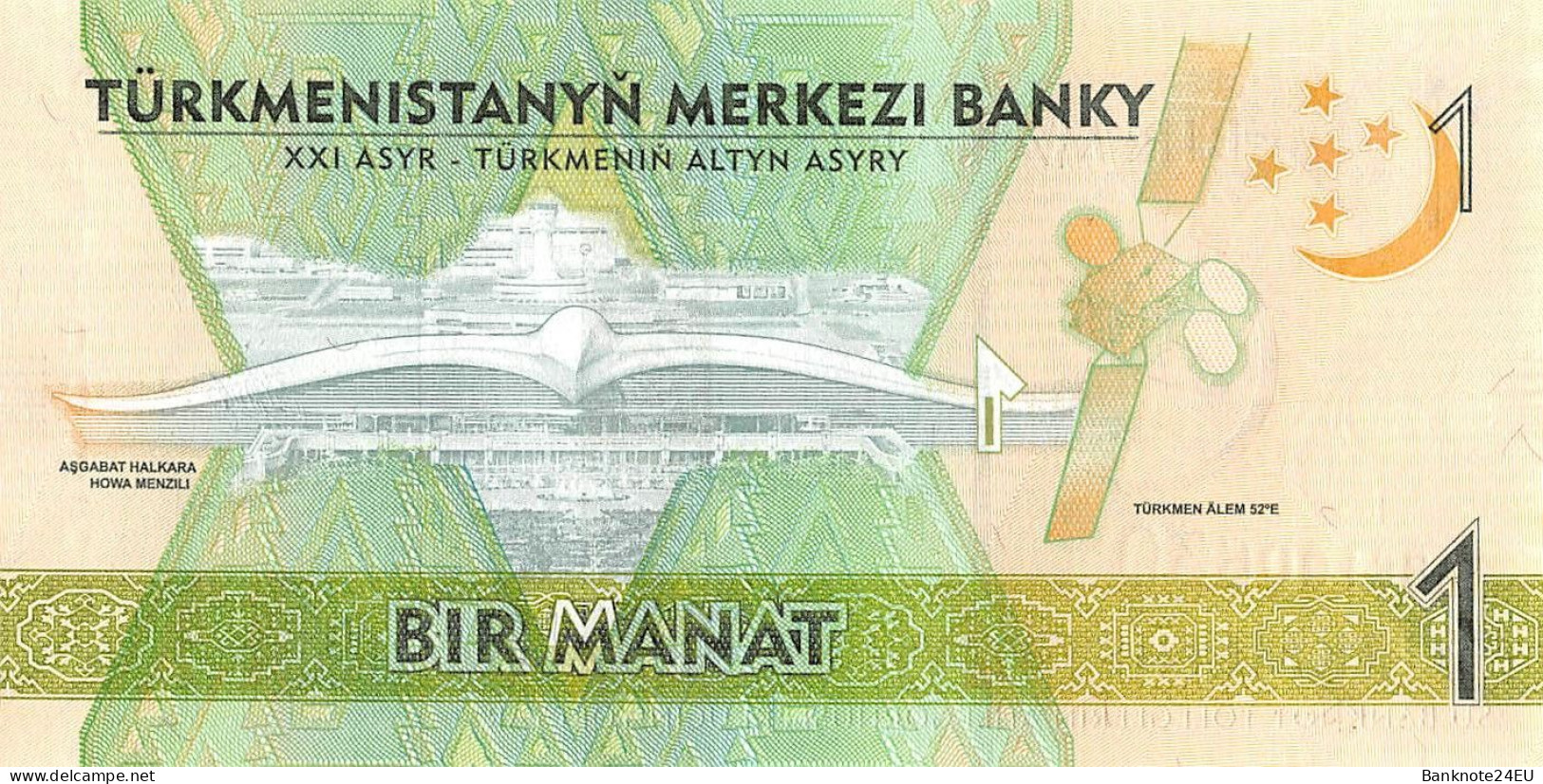 Turkmenistan 1 Manat 2017 Unc Pn 36a - Turkmenistán