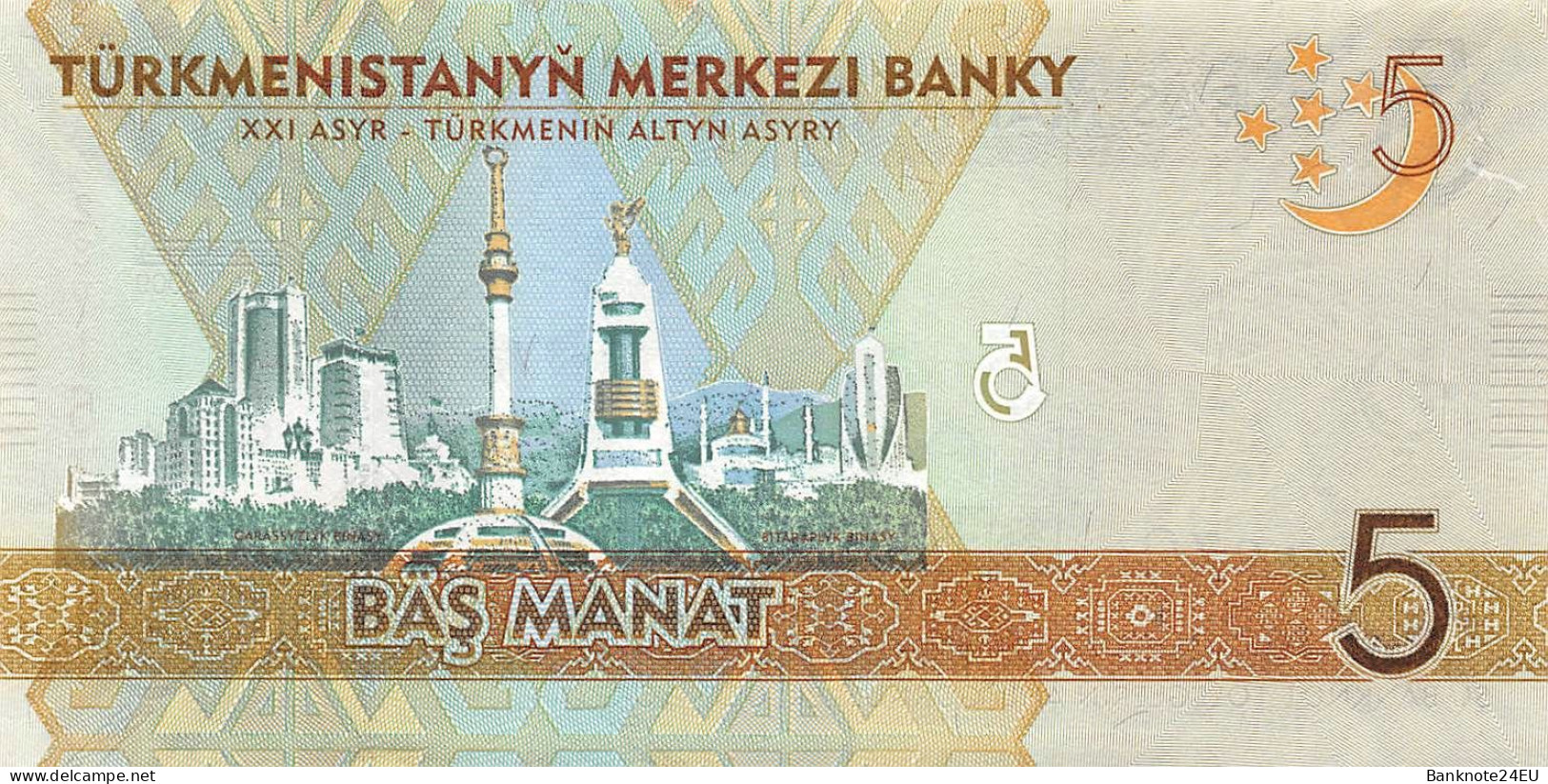 Turkmenistan 5 Manat 2009 Unc Pn 23a - Turkmenistán