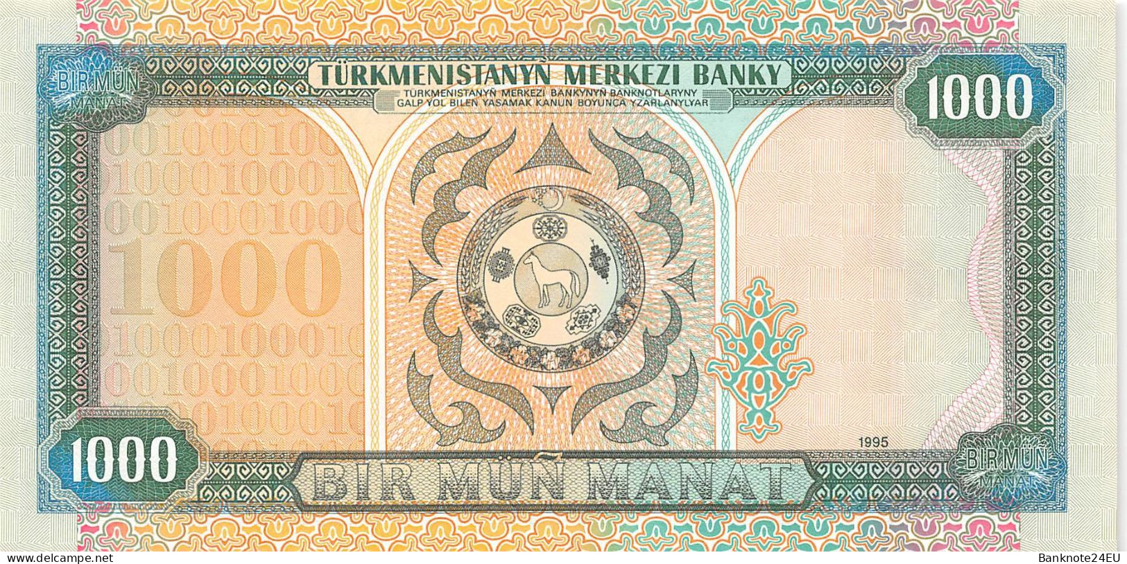 Turkmenistan 1000 Manat 1995 Unc Pn 8 - Turkmenistán