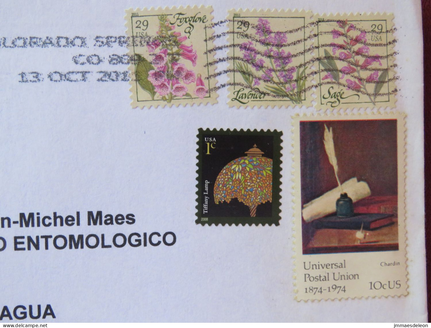 USA 2011 Cover Colorado Springs To Nicaragua - Flowers Letter Ink Feather Lamp - Storia Postale