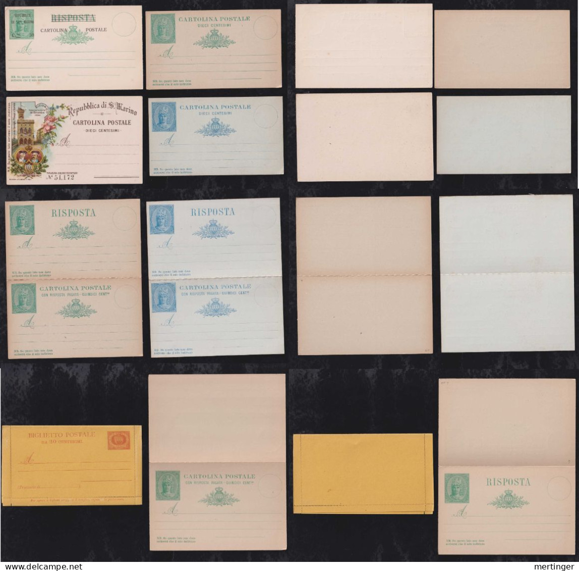 San Marino 1882-94 8 Stationery Postcard + Lettercard ** MNH High CV - Cartas & Documentos