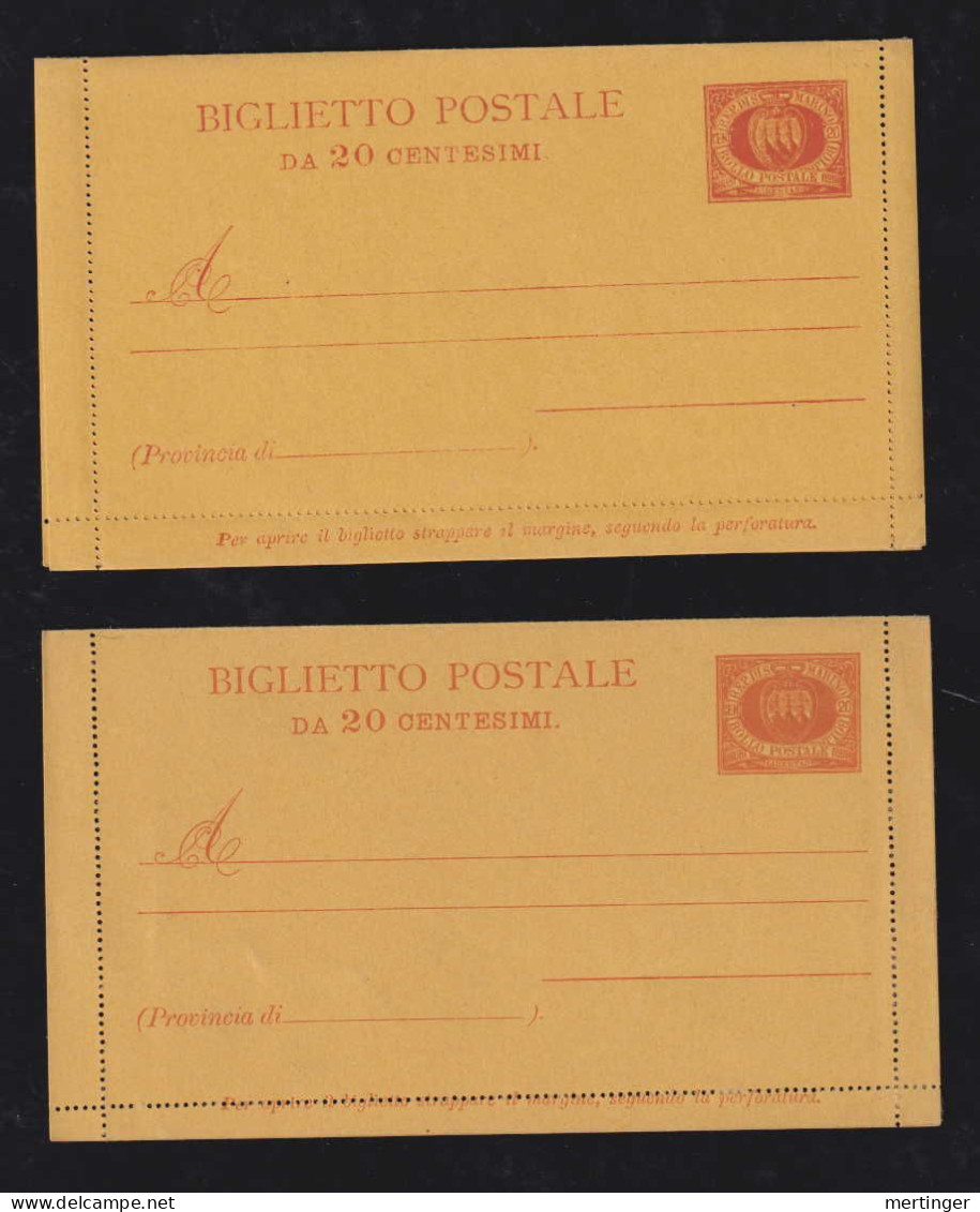 San Marino 1890 Stationery Lettercard K1 Both Perforations 13 ¼ And 13 ¾ ** MNH - Storia Postale