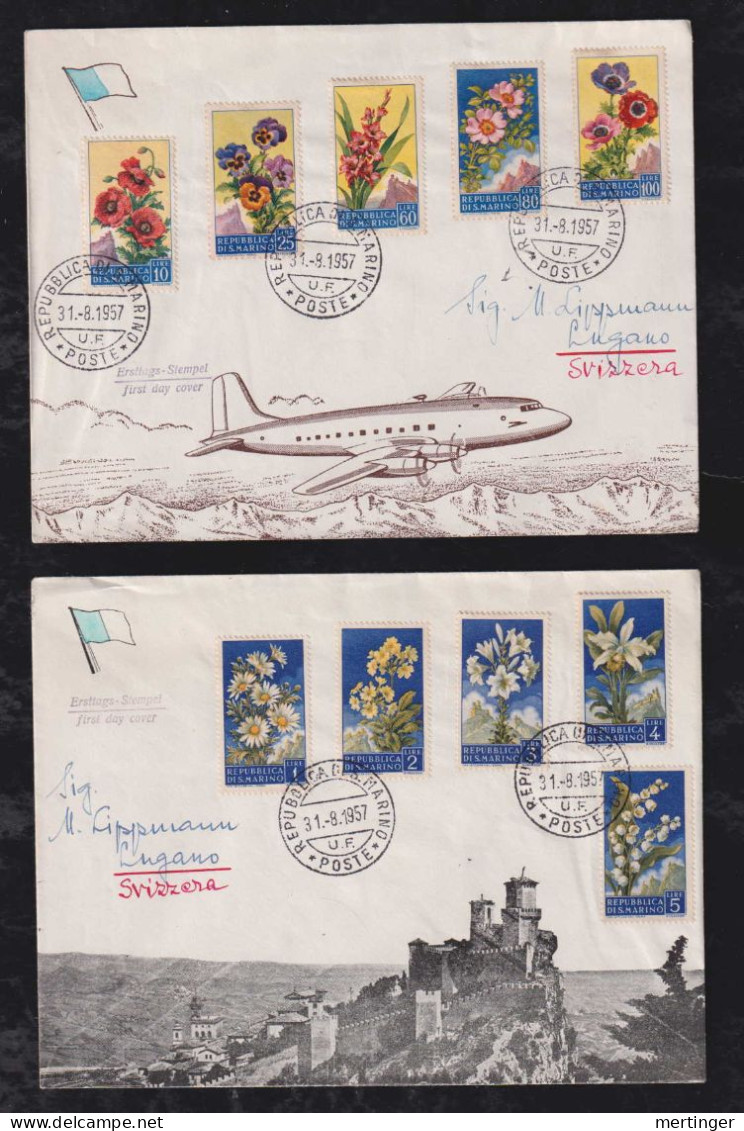 San Marino 1957 2 Advertising Covers To LUGANO Switzerland - Lettres & Documents