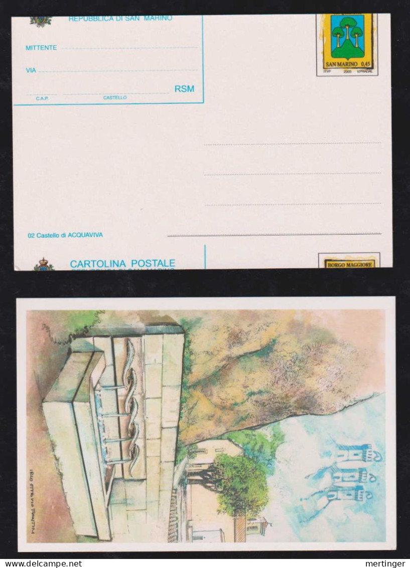 San Marino 2005 Stationery Postcard 0,45€ ** MNH Error Displaced Cut Borgo Maggiore - Brieven En Documenten