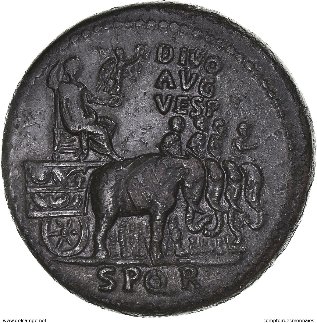 Monnaie, Titus For Divus Vespasianus, Sesterce, 80-81, Rome, TTB, Bronze - La Dinastia Flavia (69 / 96)