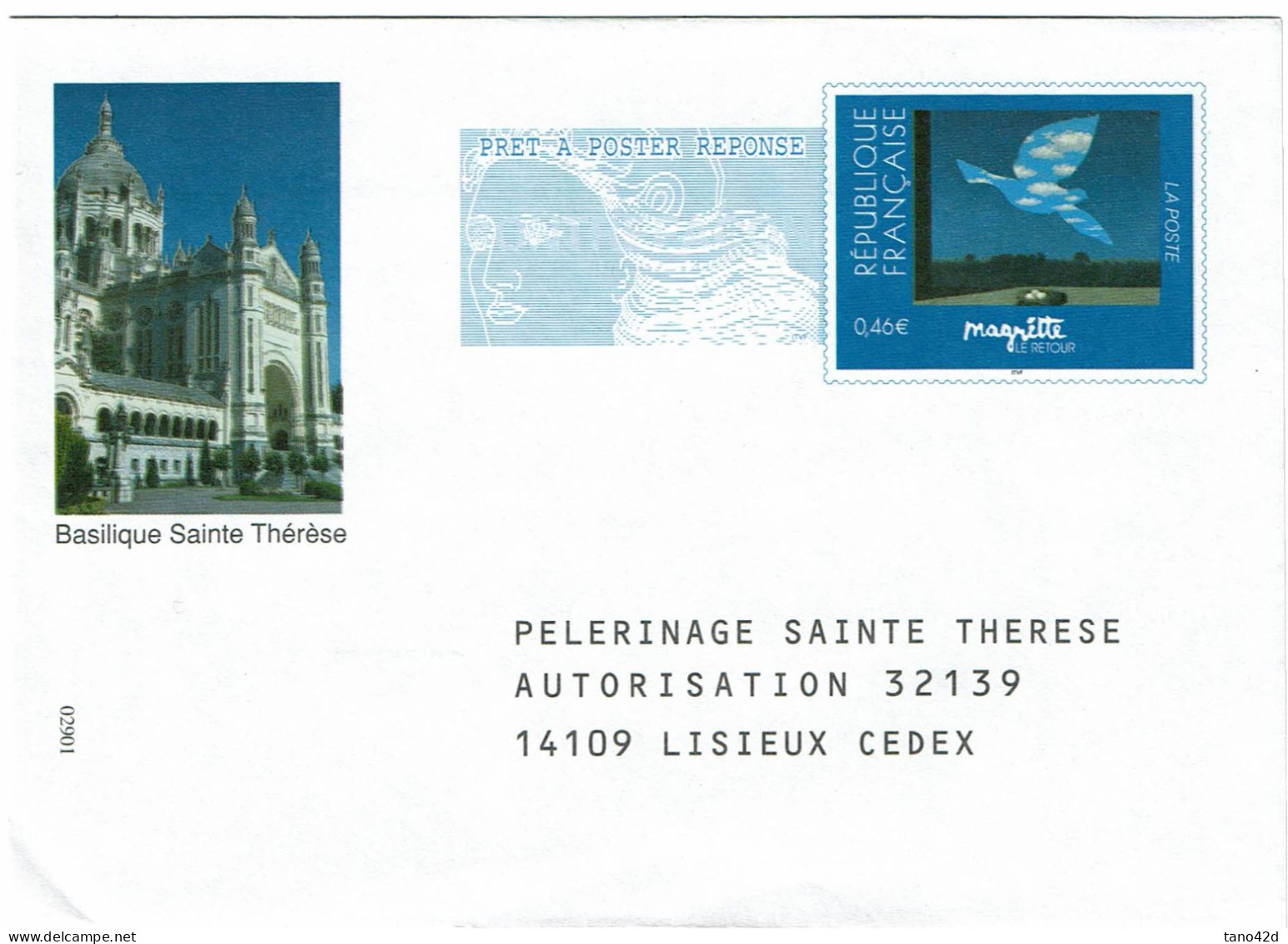 FRANCE - PAP REPONSE MAGRITTE - BASILIQUE S.TE THERESE DE LISIEUX NEUF - Prêts-à-poster:Stamped On Demand & Semi-official Overprinting (1995-...)